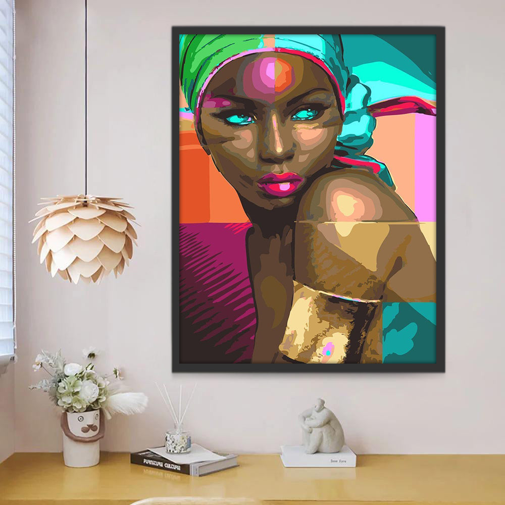 Mujer Morena de Ojos de Color Cian Pintar por Números