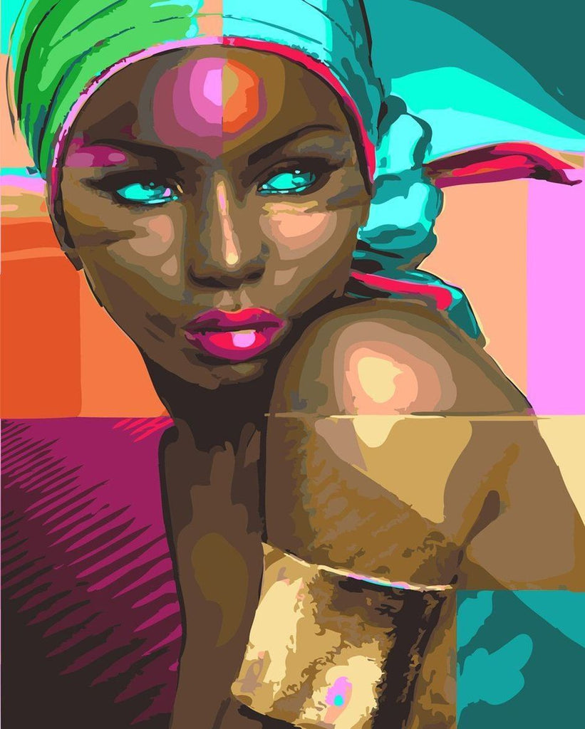 Mujer Morena de Ojos de Color Cian Pintar por Números