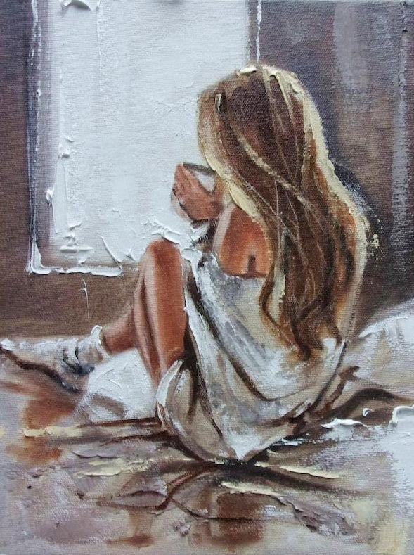 Mujer Sentada sobre el Suelo Pintar por Números