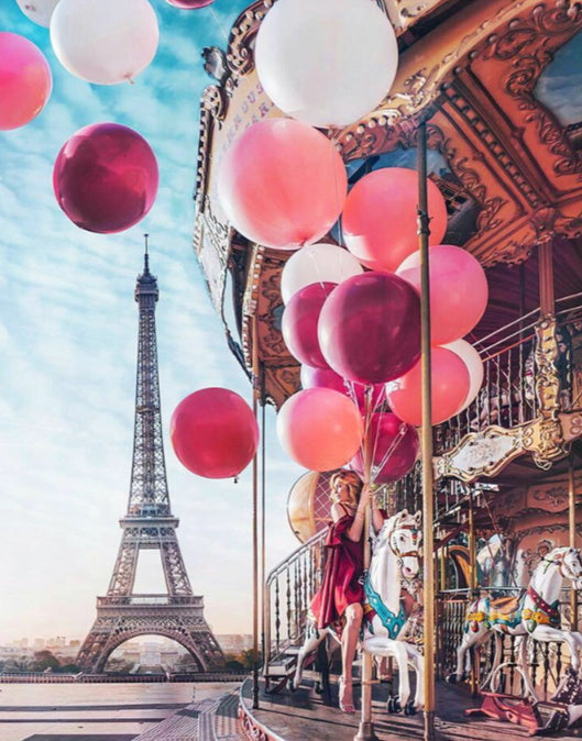 Mujer sobre Tiovivo en París Pintar por Números