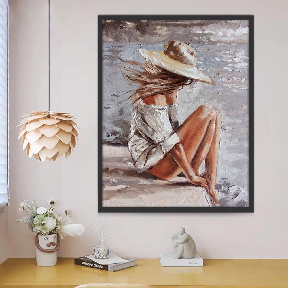 Mujer Sola de Sombrero Pintar por Números