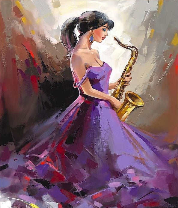 Mujer Tocando el Saxofón Pintar por Números