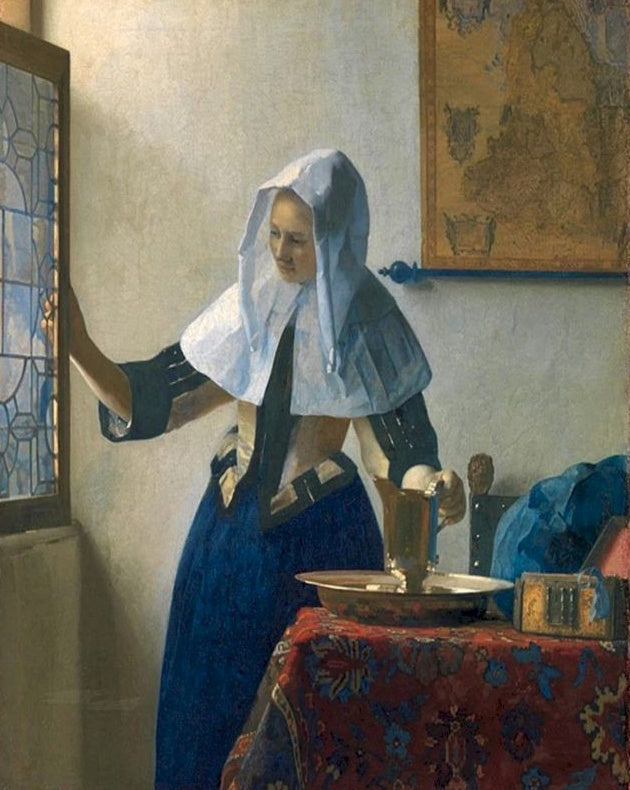 Mujer Vestida de Azul al Lado de la Mesa Pintar por Números