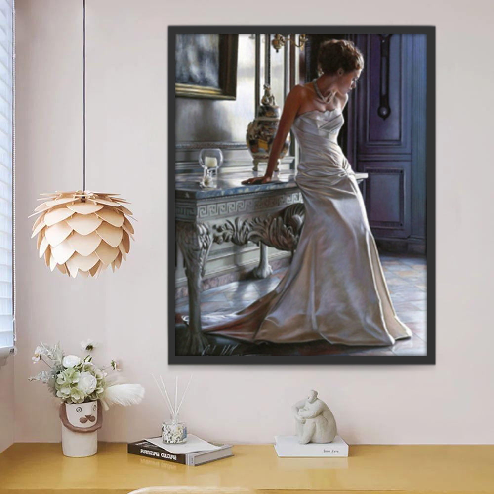 Mujer Vestida de Etiqueta Blanca Pintar por Números