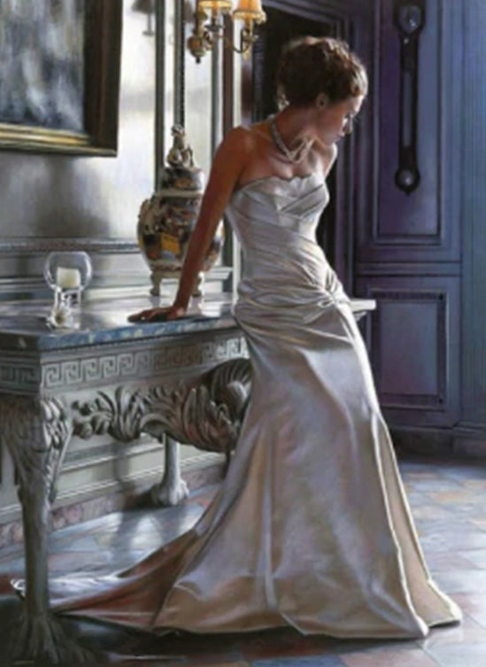 Mujer Vestida de Etiqueta Blanca Pintar por Números