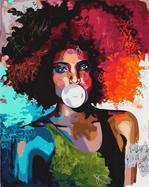 Mujer y Burbuja de Chicle Pintar por Números