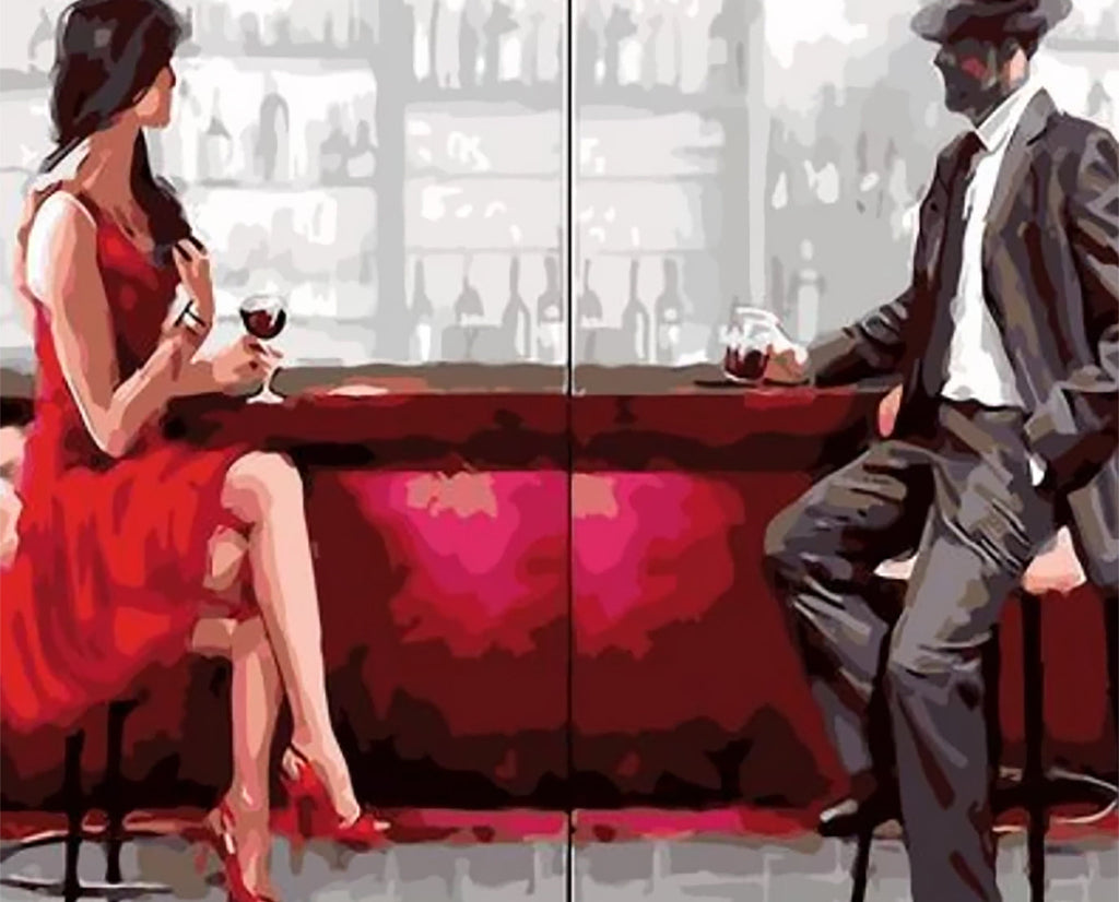 Mujer y Hombre en el Bar Pintar por Números