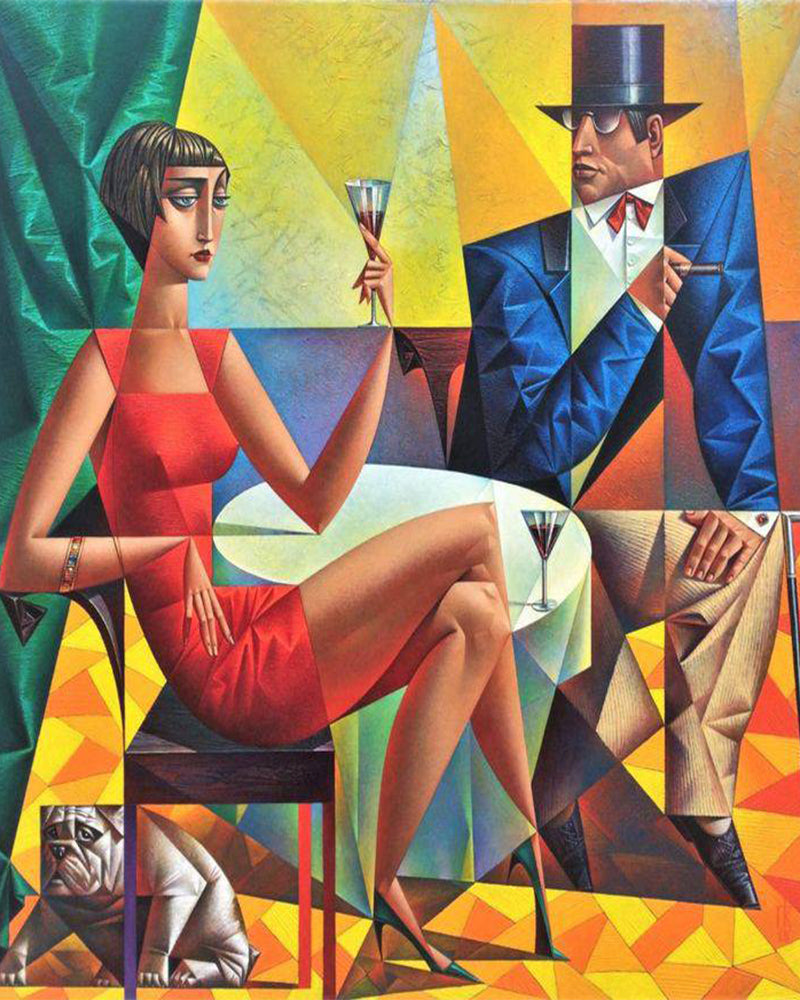 Mujer y Hombre y Bulldog Pintar por Números