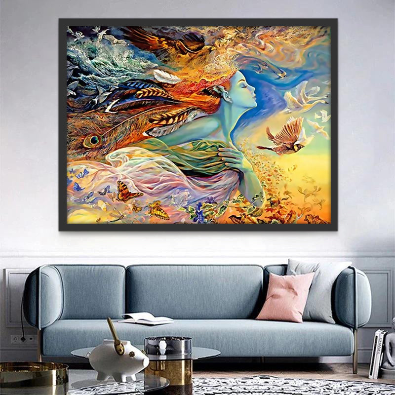 Mujer y Mariposas y Colibrí Pintar por Números