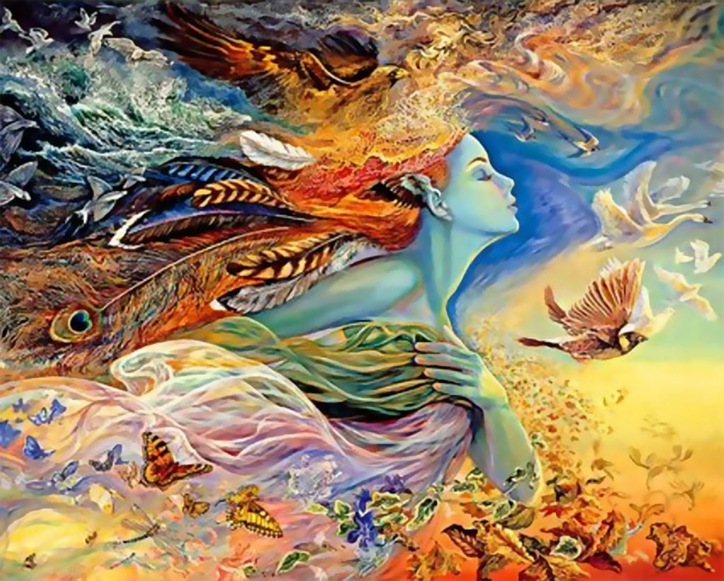 Mujer y Mariposas y Colibrí Pintar por Números