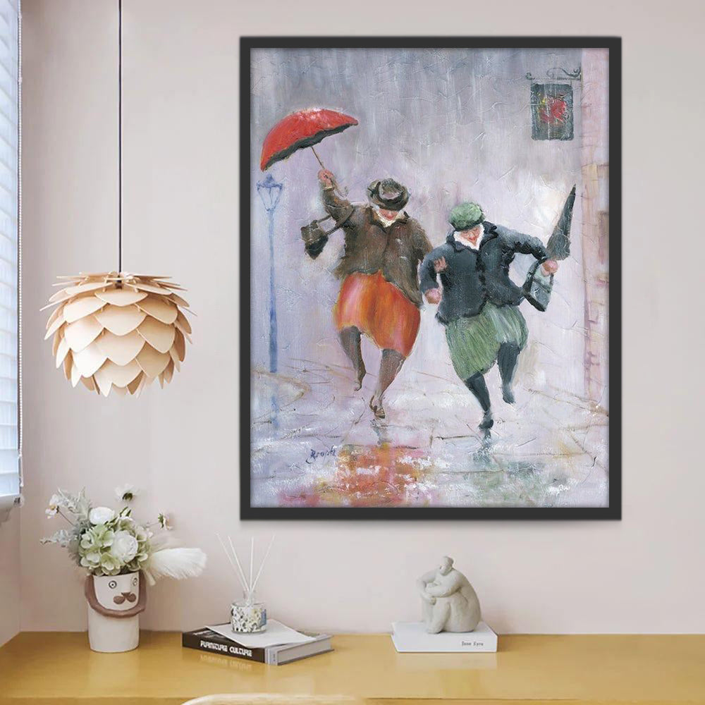 Mujeres Adorables en la Lluvia Pintar por Números