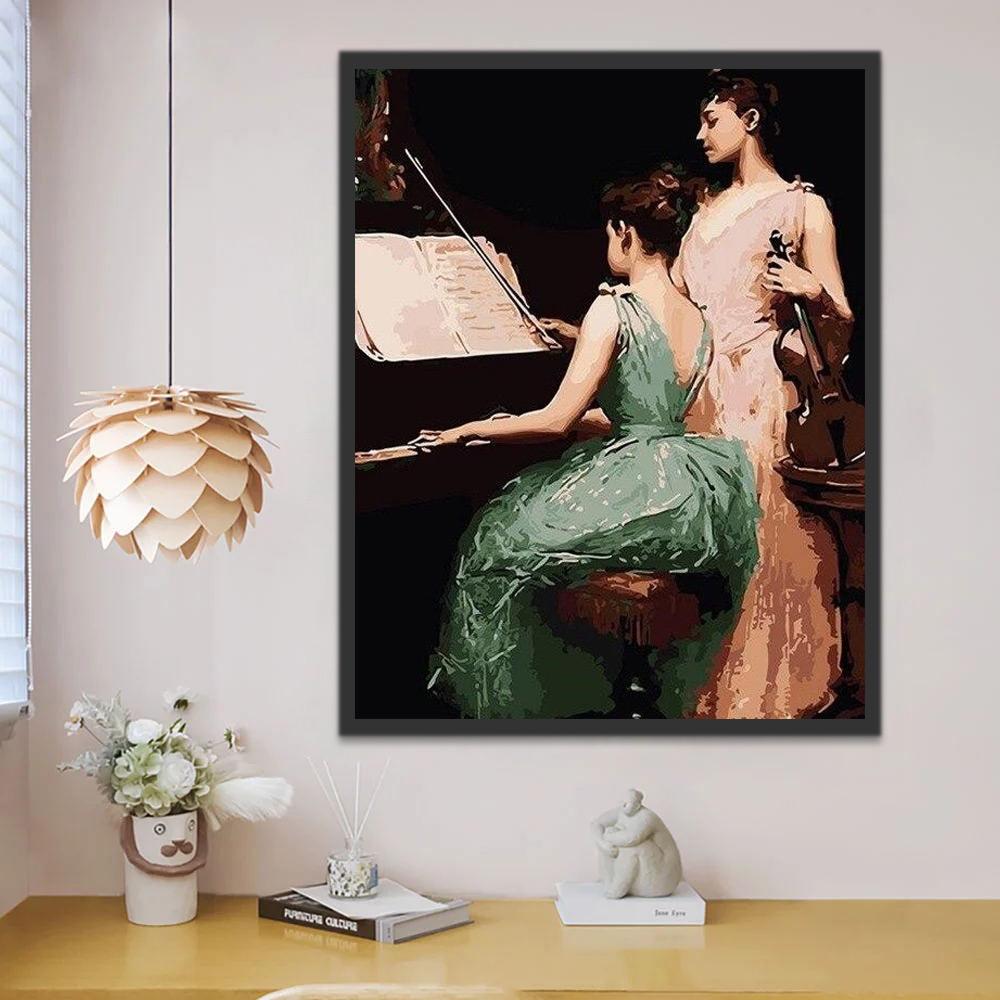 Mujeres Elegantes y Piano y Violín Pintar por Números