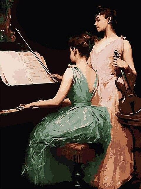Mujeres Elegantes y Piano y Violín Pintar por Números