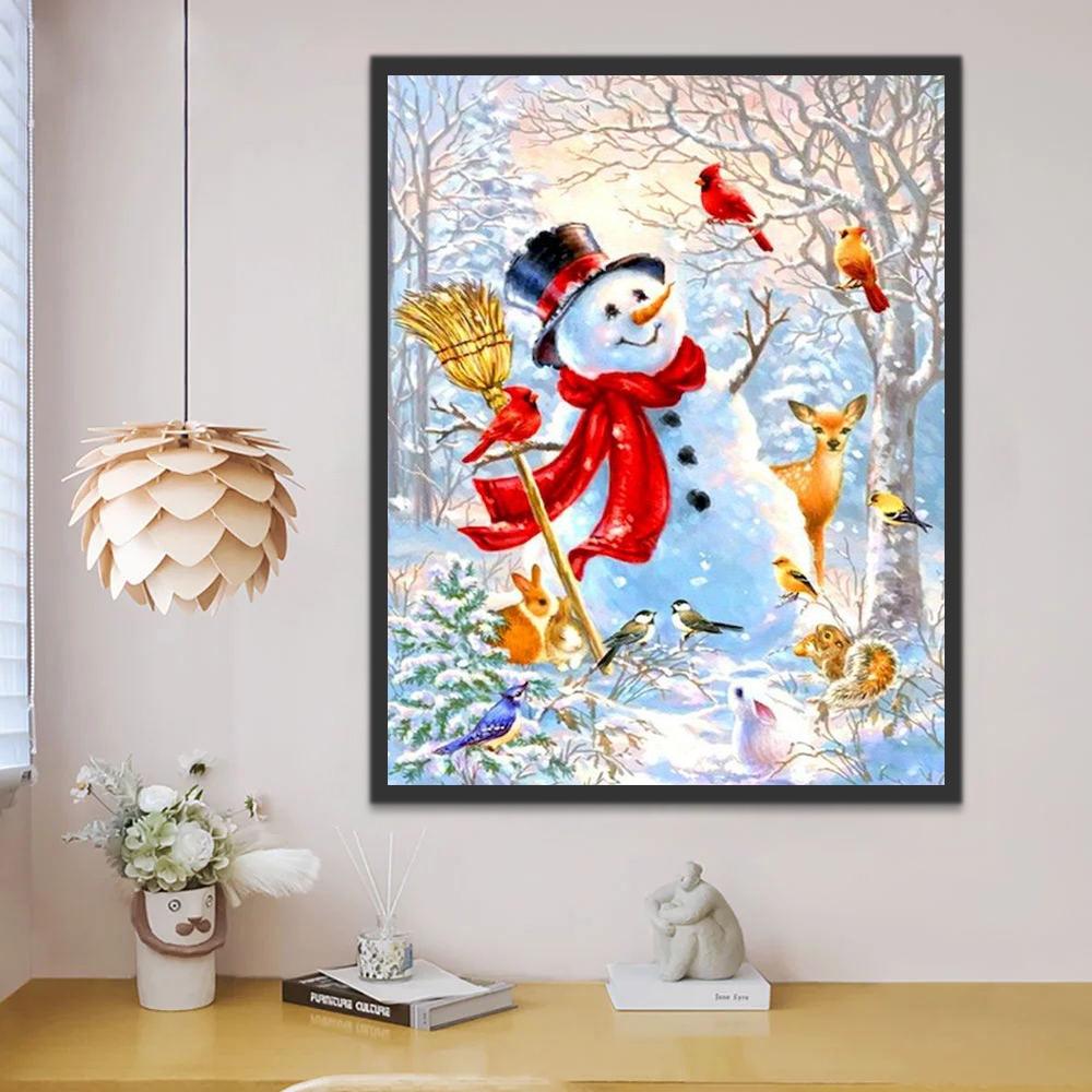 Muñeco de Nieve y Animales Adorables Pintar por Números
