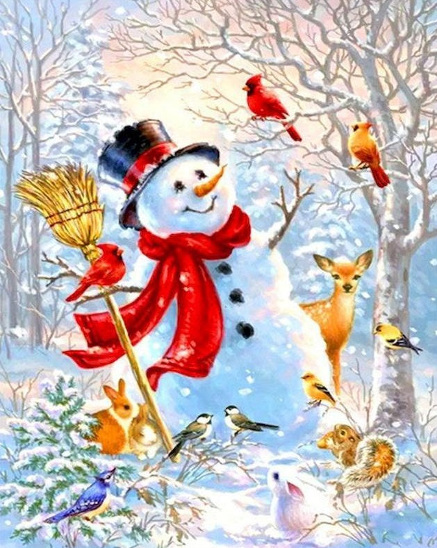 Muñeco de Nieve y Animales Adorables Pintar por Números