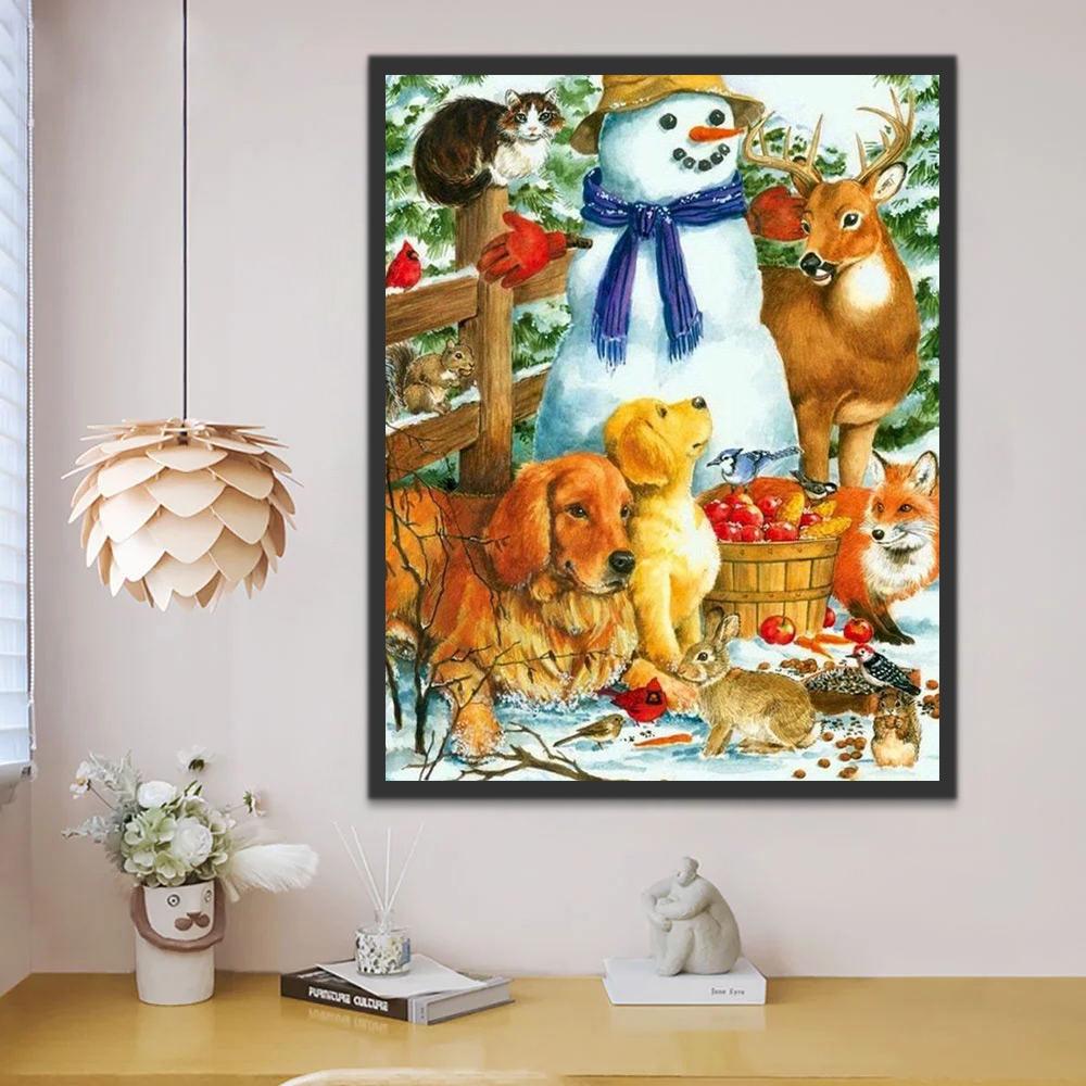 Muñeco de Nieve y Animales Lindos Pintar por Números