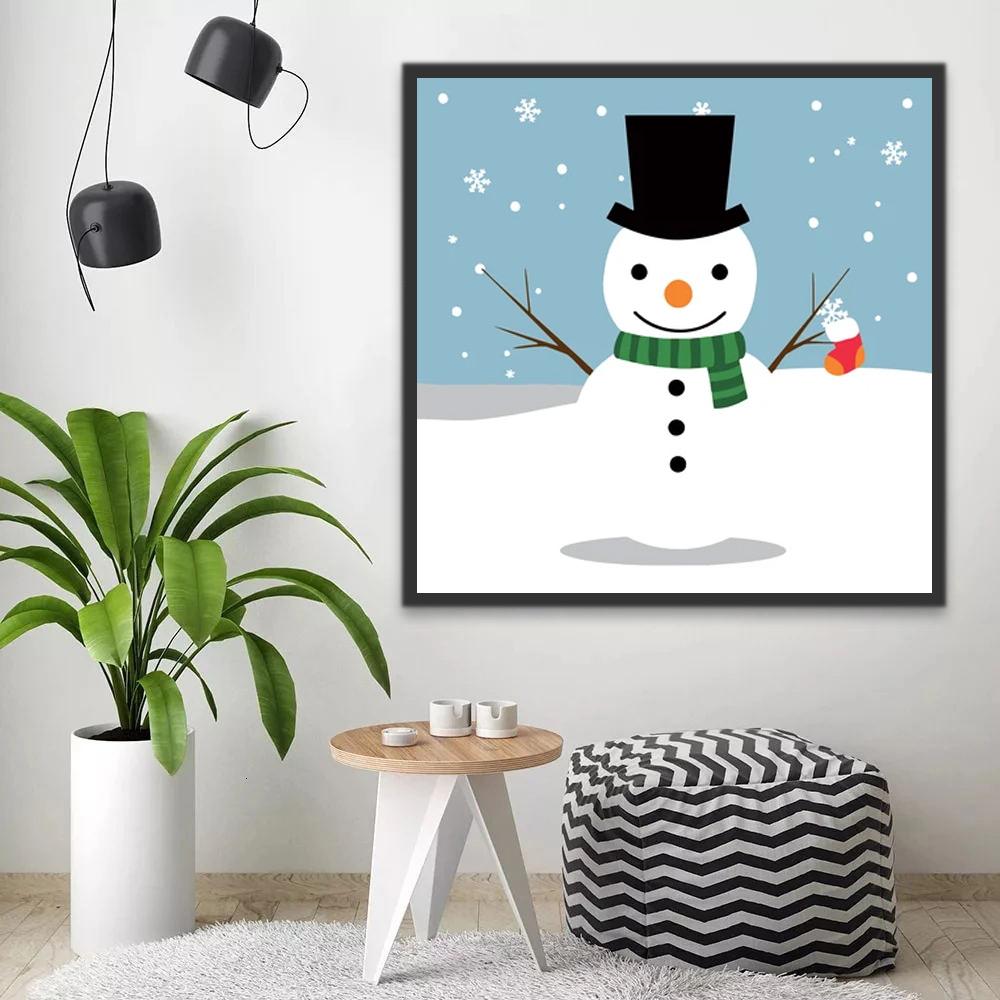 Muñeco de Nieve y Calcetín Navideño Pintar por Números