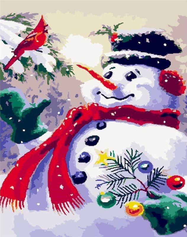 Muñeco de Nieve y Cardenal Norteño Pintar por Números