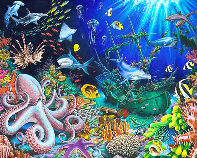Naufragio en el Fondo Marino Pintar por Números