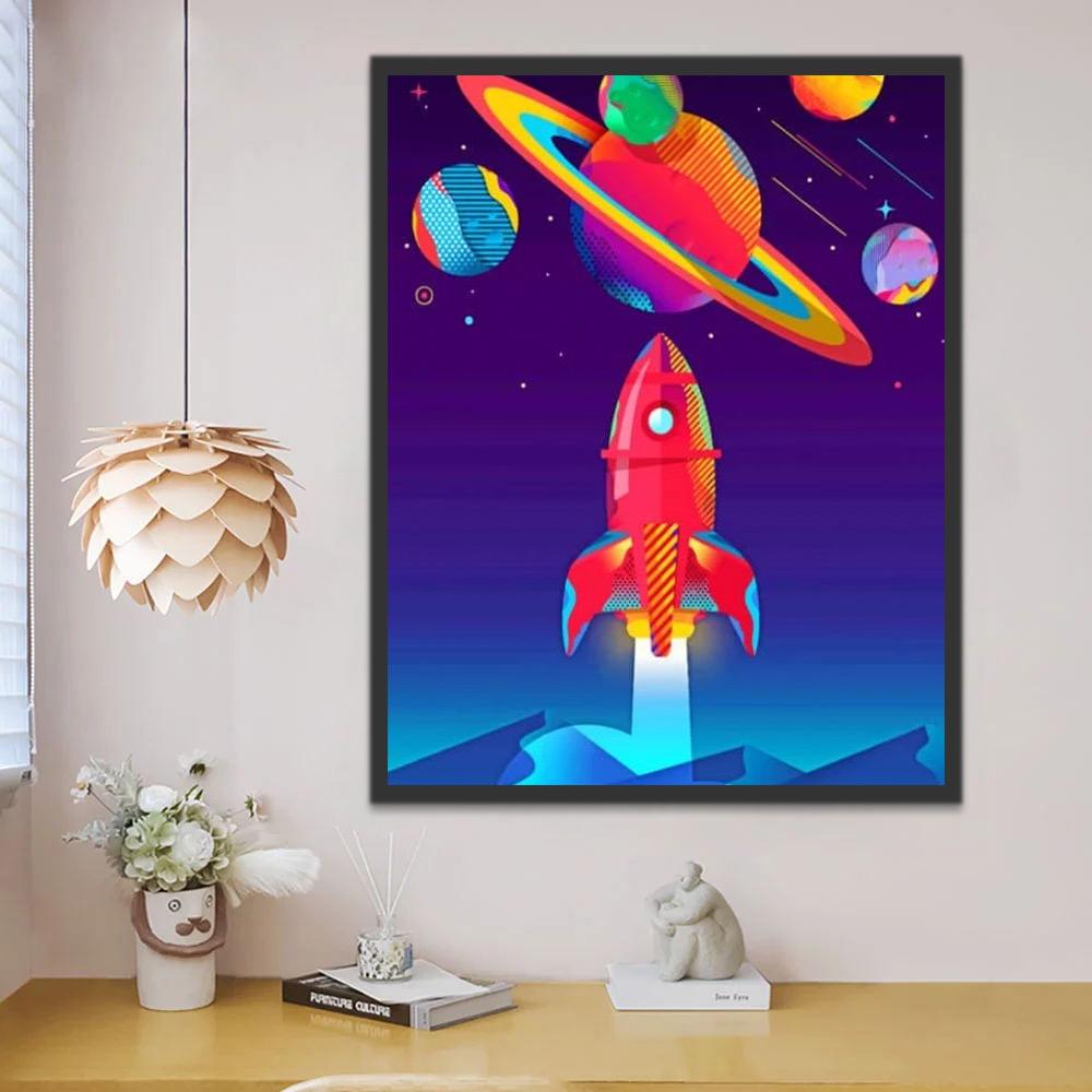 Nave Espacial y los Planetas Pintar por Números