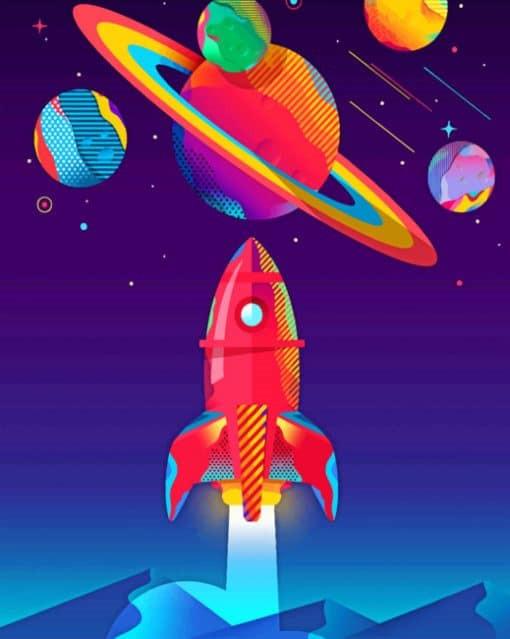 Nave Espacial y los Planetas Pintar por Números