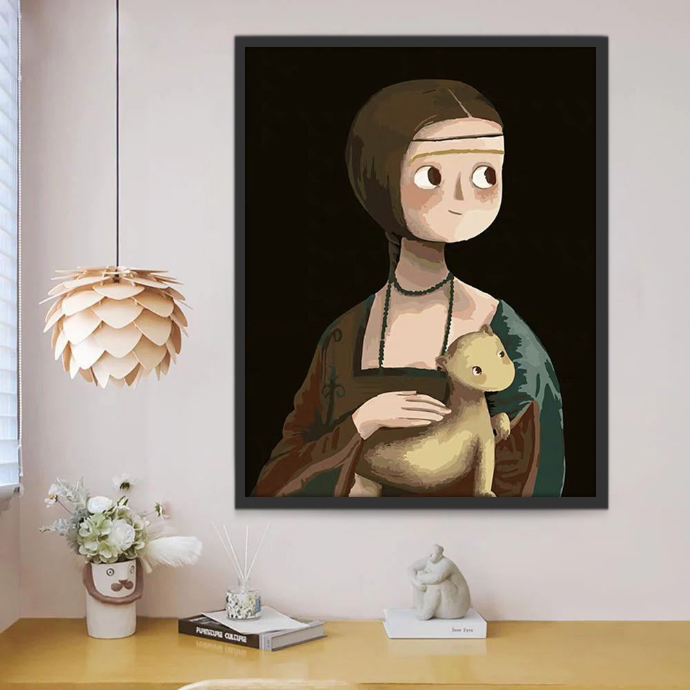 Niña Adorable y Animal Lindo Pequeño Pintar por Números Niños