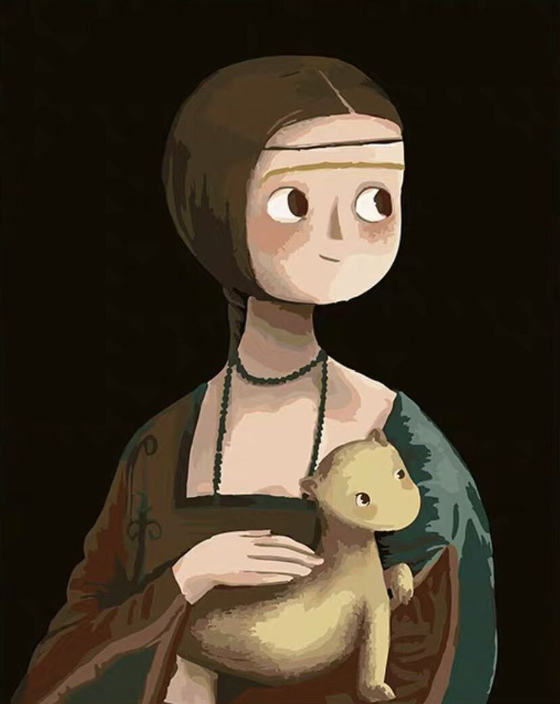 Niña Adorable y Animal Lindo Pequeño Pintar por Números Niños
