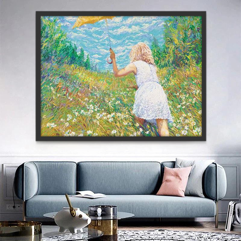 Niña en Ladera de Montaña Pintar por Números Niños