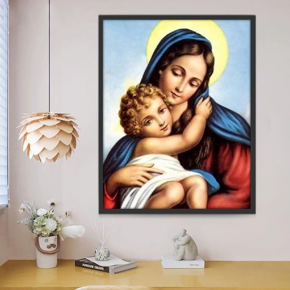 Niño Jesús y Su Madre María Pintar por Números
