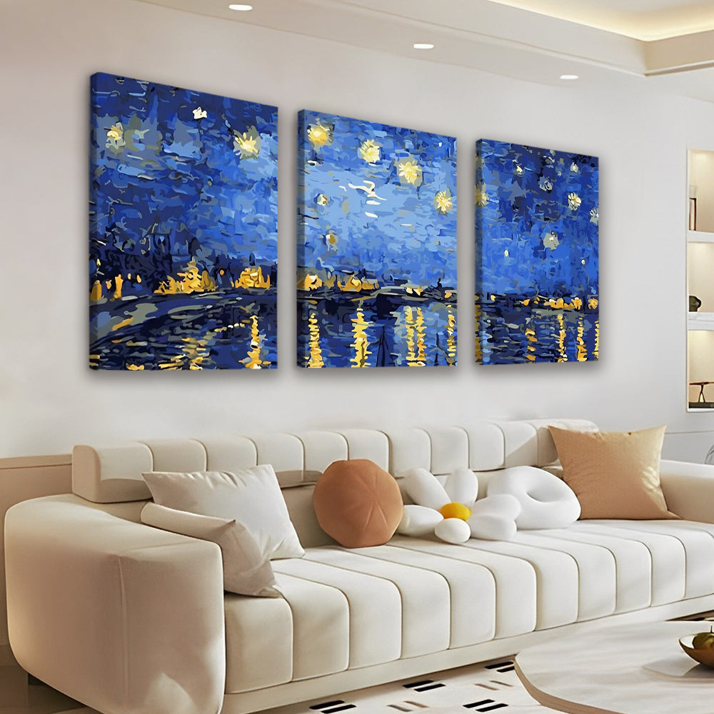 Noche Estrellada sobre el Ródano 3 Partes Pintar por Números