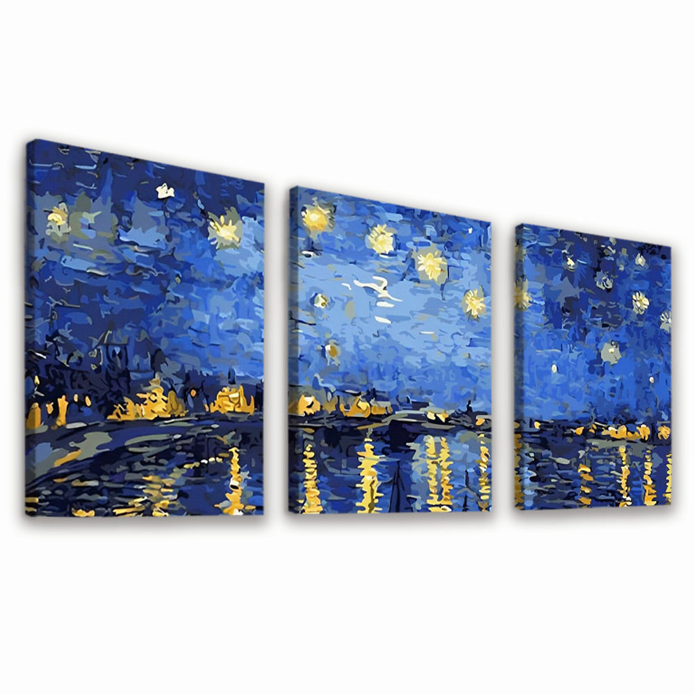 Noche Estrellada sobre el Ródano 3 Partes Pintar por Números