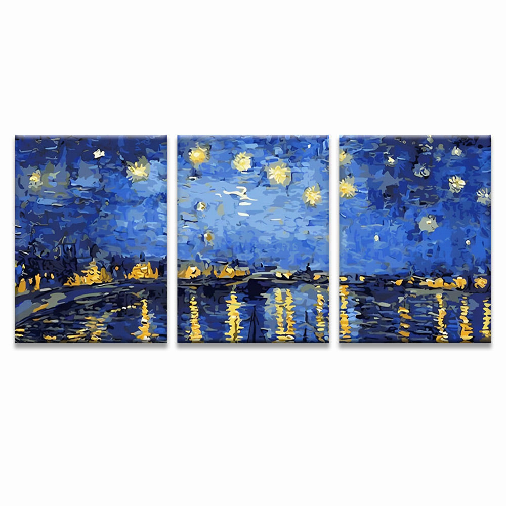 Noche Estrellada sobre el Ródano 3 Partes Pintar por Números