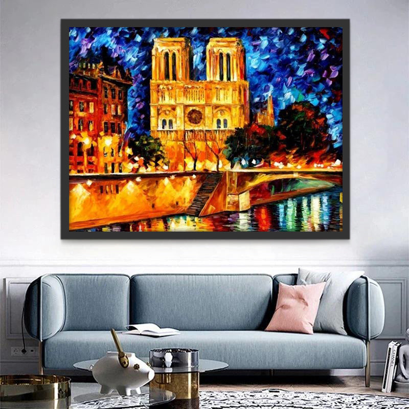 Notre Dame de París en la Noche Pintar por Números