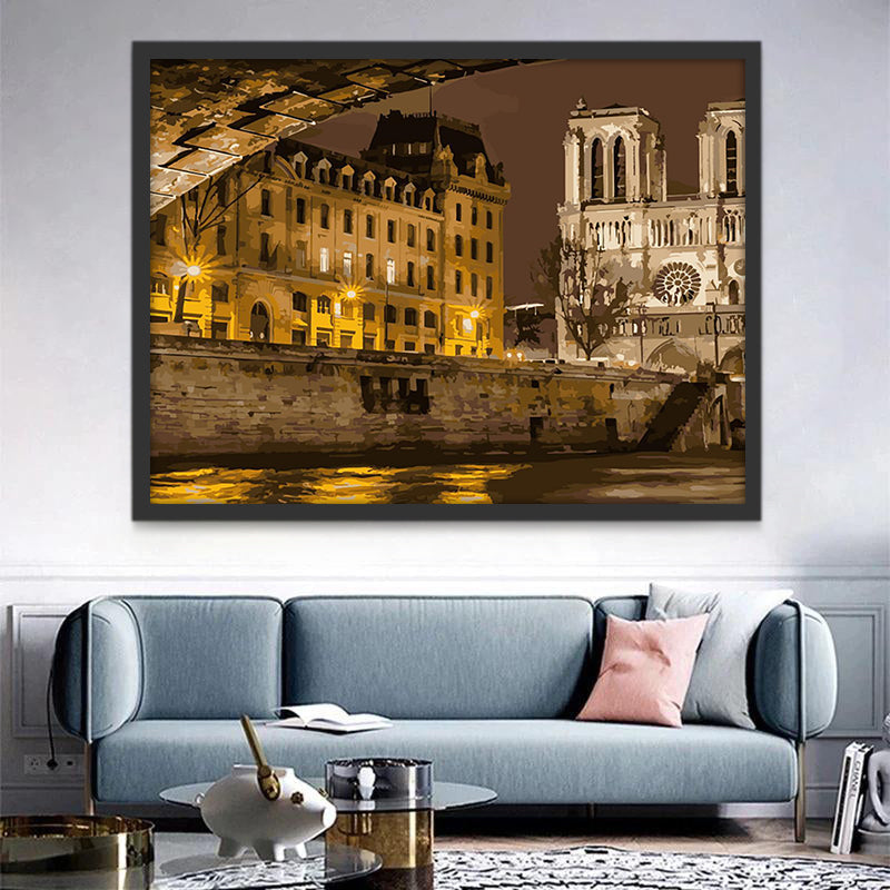 Notre Dame en París en la Noche Pintar por Números