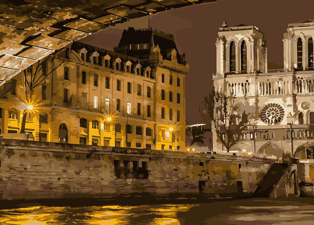 Notre Dame en París en la Noche Pintar por Números