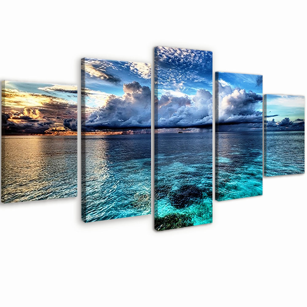 Nubes Blancas sobre el Mar Azul 5 Partes Pintar por Números
