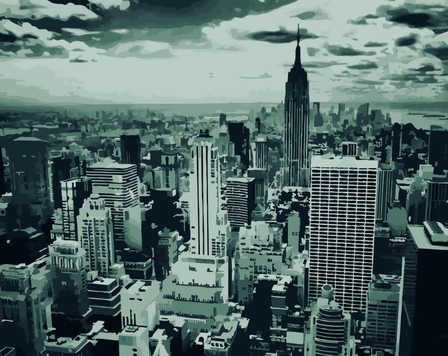 Nueva York de Color Verde Pintar por Números