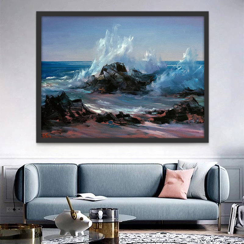Olas Marinas Rompiendo sobre Rocas Pintar por Números