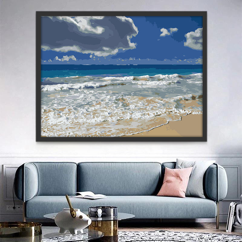 Olas Marinas y Nubes Blancas Pintar por Números