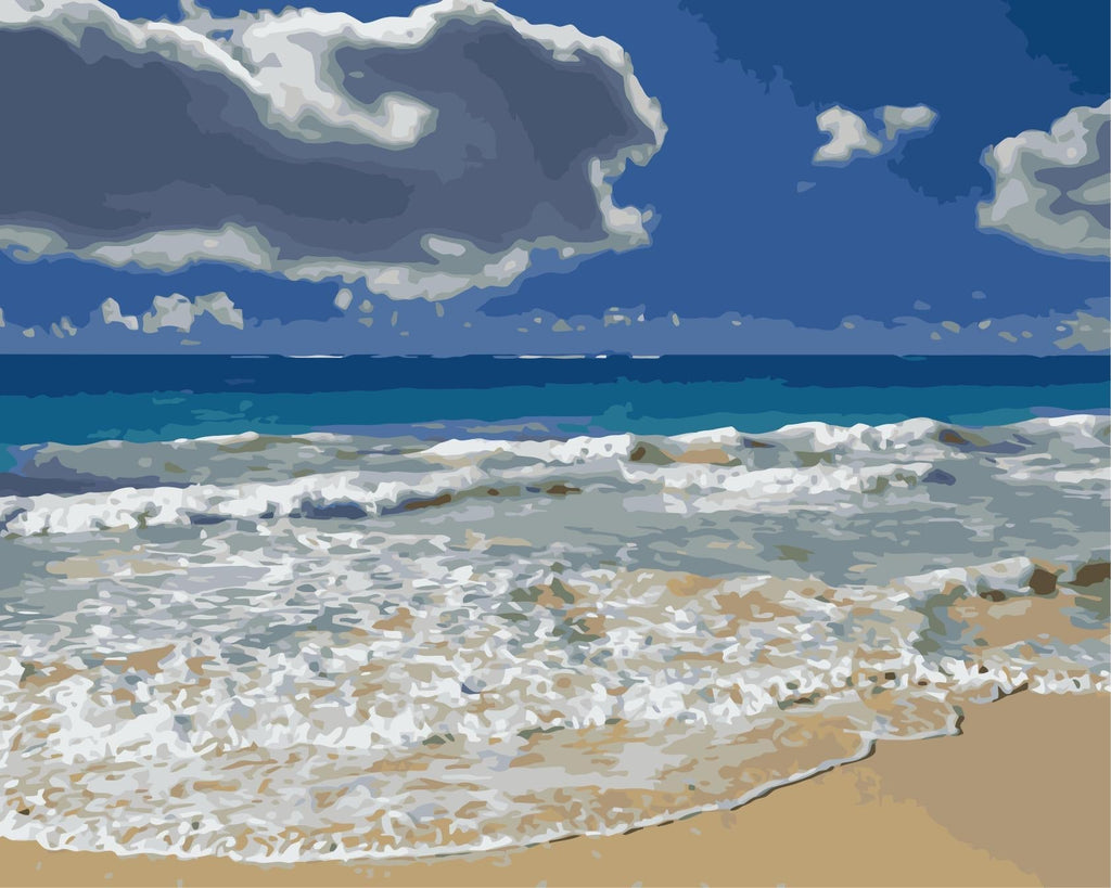 Olas Marinas y Nubes Blancas Pintar por Números