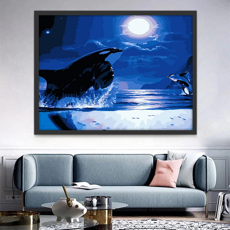 Orcas a la Luz de la Luna Pintar por Números