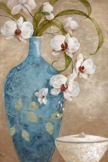 Orquídea en Florero Azul de Porcelana Pintar por Números