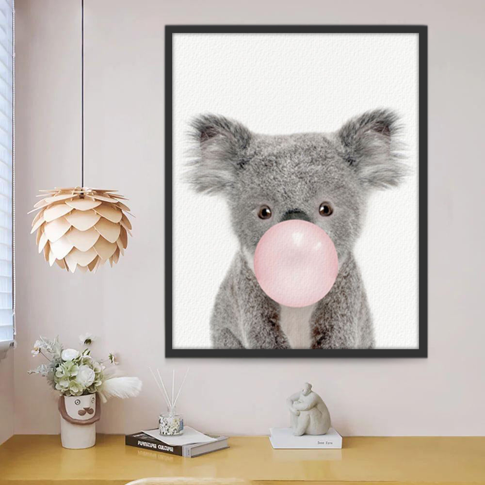 Oso de Koala con Burbuja Rosada de Chicle Pintar por Números