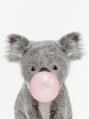 Oso de Koala con Burbuja Rosada de Chicle Pintar por Números