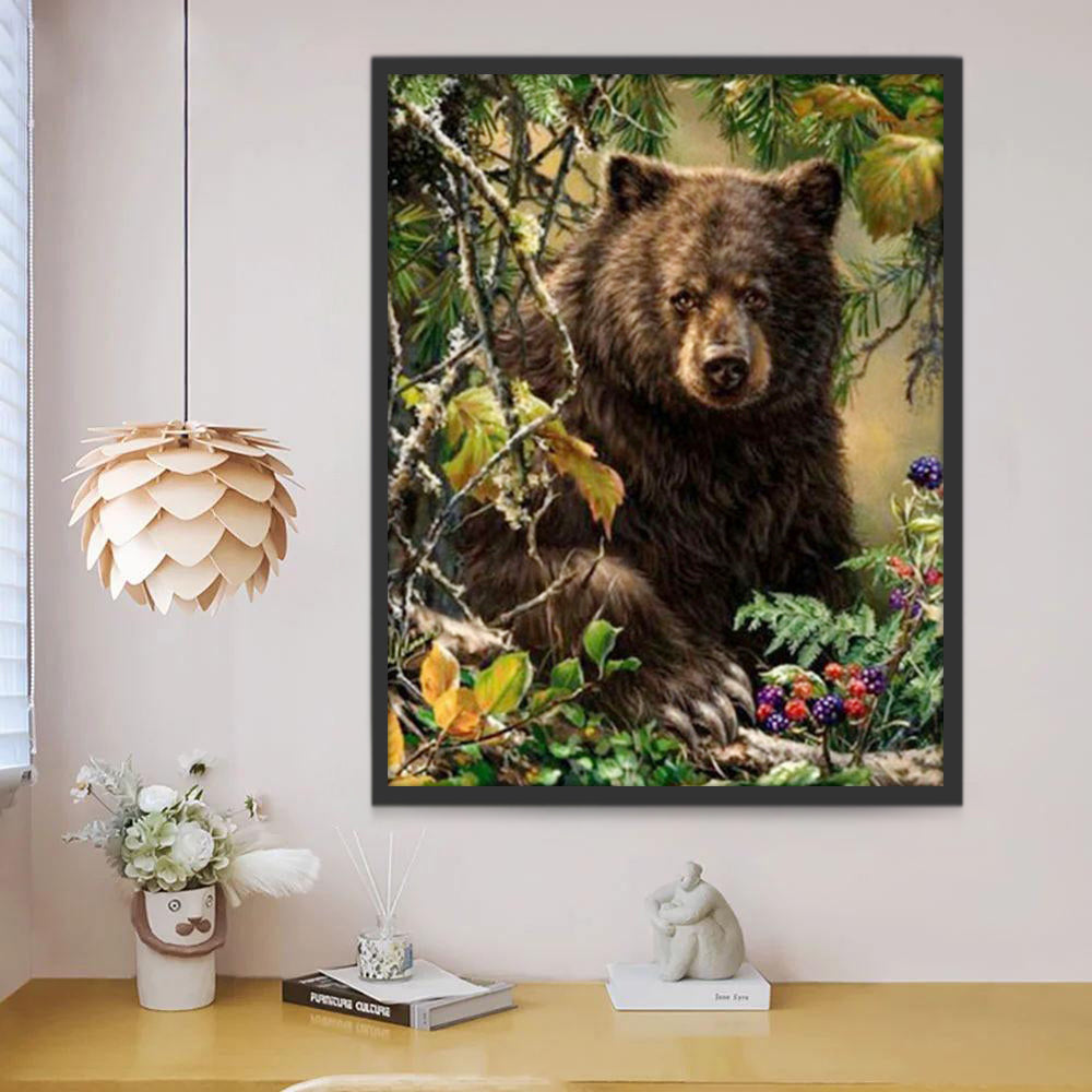 Oso Pardo Detrás de Ramas de Árboles Pintar por Números
