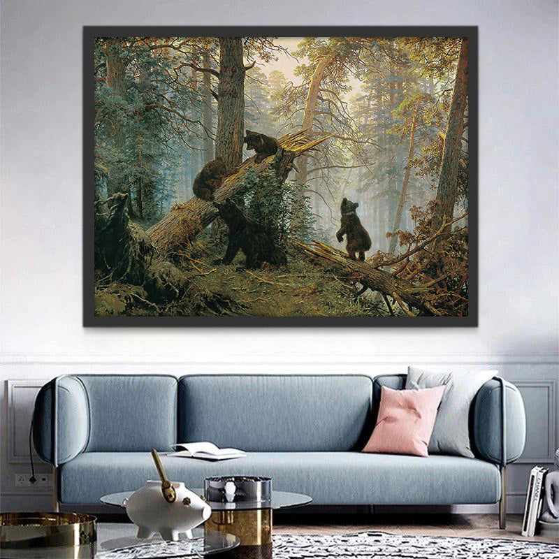 Osos Negros y Árboles Rotos en Bosque Pintar por Números