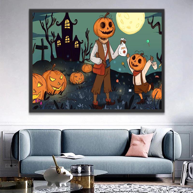Padre y Niño en Halloween Pintar por Números