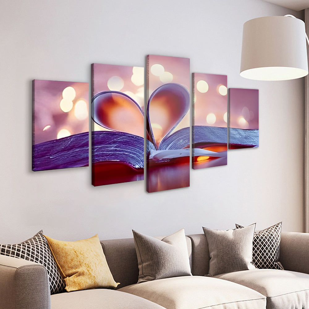 Páginas de Libro en Forma de Corazón Curvado 5 Partes Pintar por Números