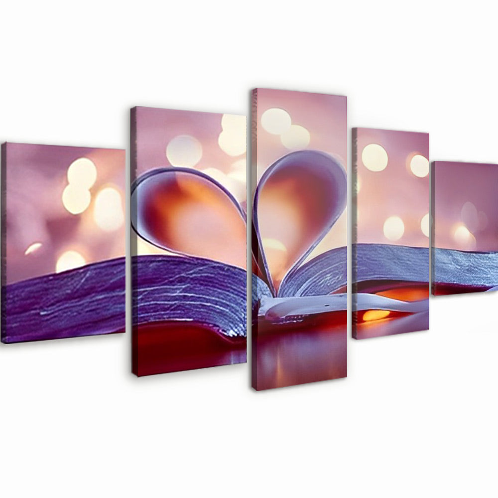 Páginas de Libro en Forma de Corazón Curvado 5 Partes Pintar por Números