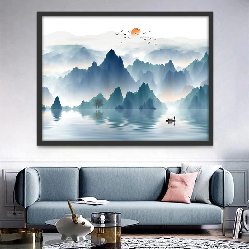 Paisaje Chino con Montañas y Lago Pintar por Números